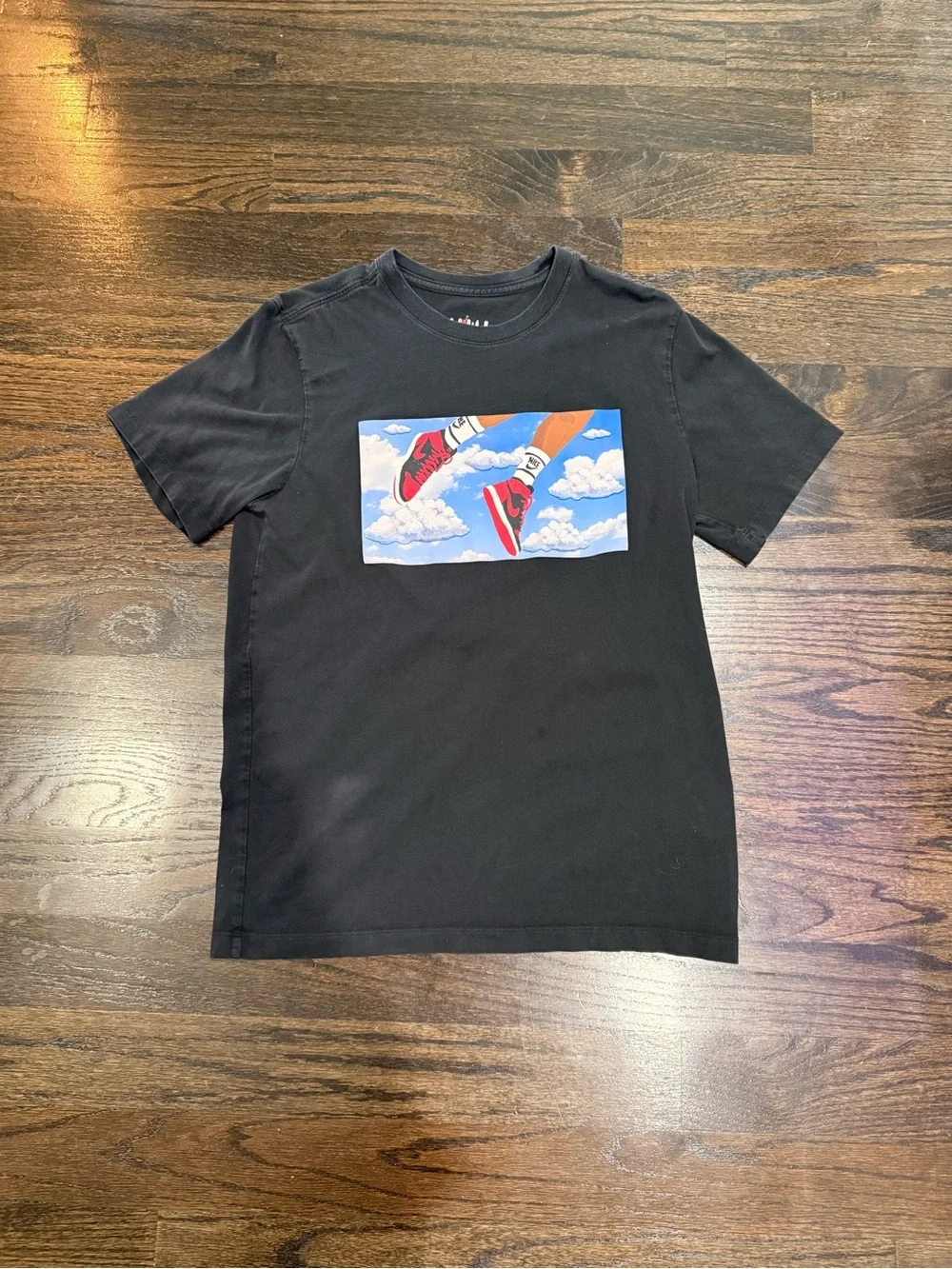Jordan Black Tee with Red Sneaker Graphic